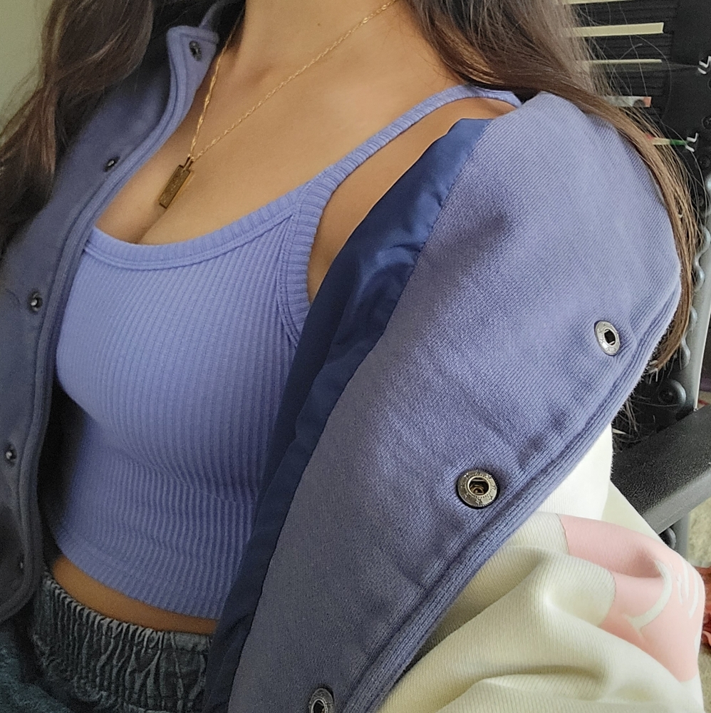Ribbed Brami Crop in Periwinkle